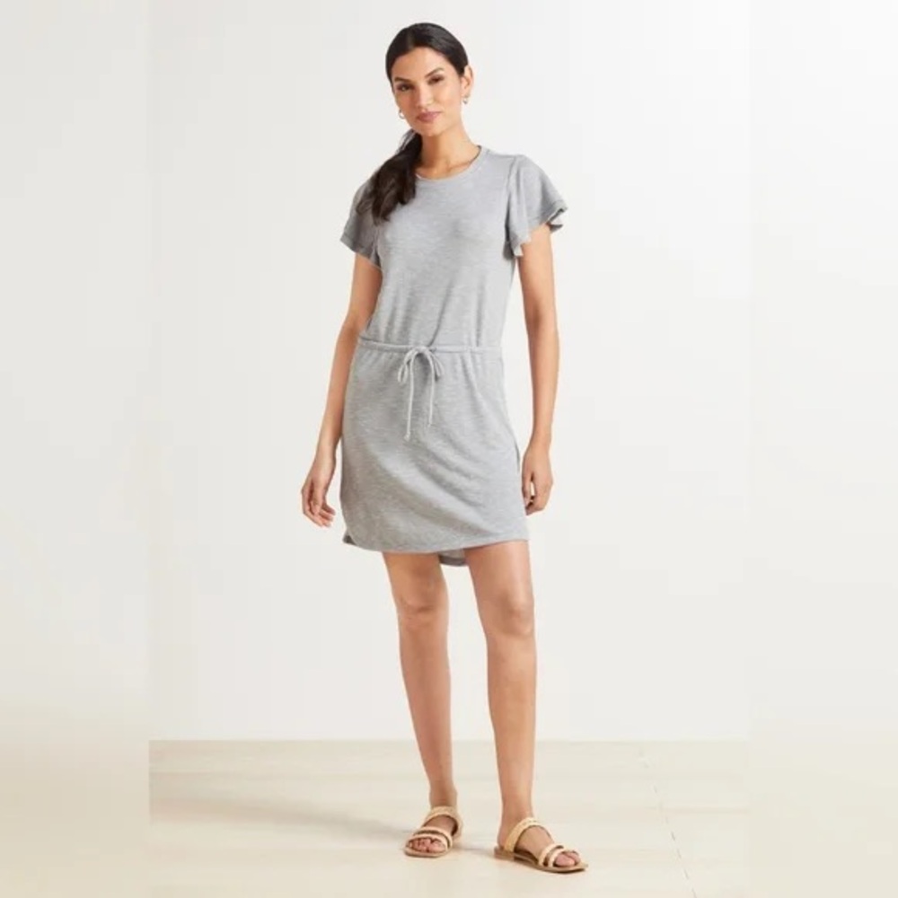 PAIGE Brielle Drawstring T-Shirt Dress - Heather Grey Size S